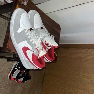White grey n red retro Jordan 1 low